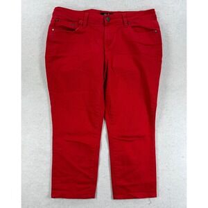 Earl Jean Red Skinny Ankle Pants Womens 12P Petite Stretch Denim Cropped Jeans
